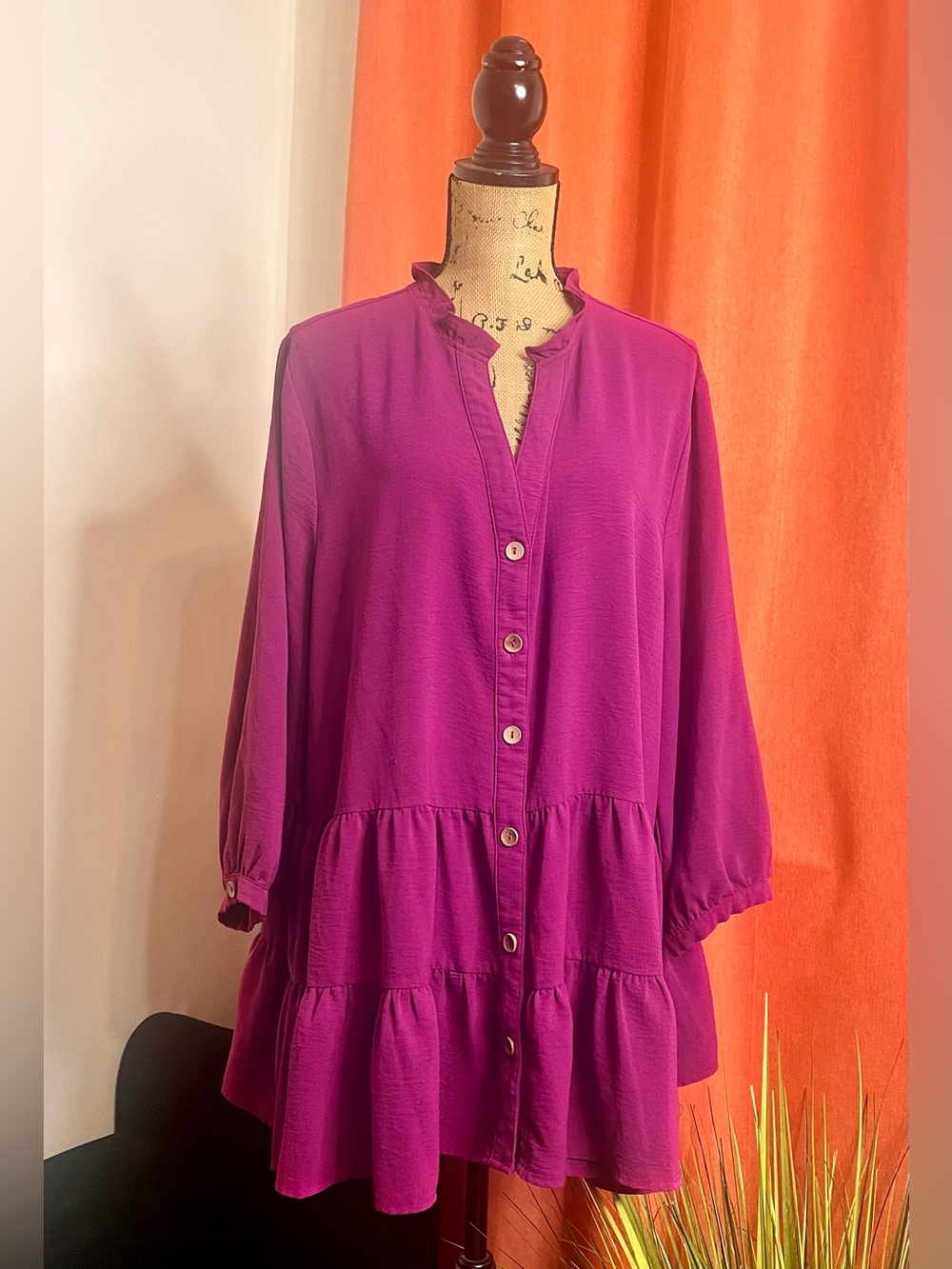 Entro Tiered Button-Front Blouse